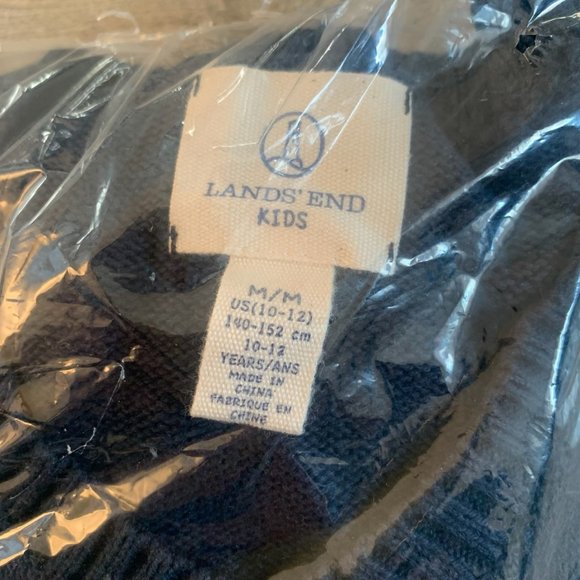 NWT LANDS' END UNIFORM GIRL'S DRIFTER V-NECK SWEATER CLASSIC NAVY MEDIUM (10-12) - Picture 7 of 9